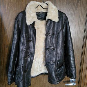 Montanaco Belted Shearling Bomber Jacket Size Large